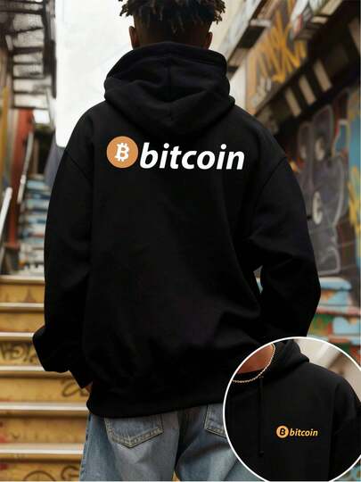 Bitcoin Mens Hoodie Sweatshirt Quality Fabric, Unique Graphic Print, Casual, Breathable, Double-Sided Printed