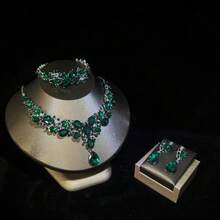 一套优雅的项链、耳环和手链首饰套装，奢华新娘婚礼派对正式场合配饰 - 珠寶套裝 - 查看 12