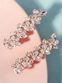 2 kẹp tóc đính đá Zirconia pha lê thiết kế hoa, phụ kiện tóc thời trang đa năng dành cho nữ, thích hợp cho đám cưới và tiệc tùng - Vàng - Xem 5
