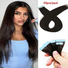 20 piezas de extensiones de cabello con cinta sintética para mujeres - Extensiones de trama invisible sin costuras, lisas y sedosas para moda femenina, fáciles de aplicar - Multicolor - Ver 21