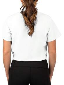 Women's White Button Down Short Sleeve Oxford Shirt, Style - trắng - Xem 4