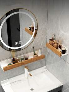 1pc Wall-Mounted Bathroom Storage Rack - Carbon Steel Hanging Organizer For Cosmetics, Shampoo, And Shower Gel. A Space-Saving Bathroom Accessory, Easy To Install, For Bathroom Organization And Storage. Stylish Metal Finish - Multicolor - View 8