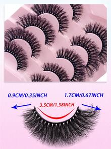 ENCHUW 5 Pairs False Fluffy Russian Strip Lashes 3D Fake Lashes Makeup Messy False Eyelashes Fluffy Thick Lashes 8D Volume D Curly Fake Eyelashes - Black - View 2
