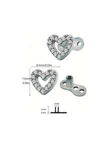 1pc Minimalist Titanium Embedded Cubic Zirconia Flower, Cross, Star Decor Piercing Stud, Suitable For Wearers