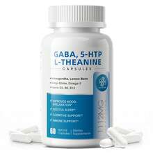 B BEWORTHS GABA Supplements 750mg With L Theanine, 5HTP, Ashwagandha, Lemon Balm, Ginkgo Biloba, Omega-3, 10 In 1 GABA Calm Capsules For Sleep, Relaxation, Focus, Mood Support, Cortisol Balance - 60CT - 60 Count (Pack of 1) - 查看 2