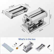 Pasta Roller And Machine Dual Width Noodle Maker For Pasta, Spaghetti, Fettuccine, Lasagna 2 In 1 Heavy Duty Stainless Steel With Cleaning Kit - Default - View 4