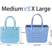 Winter Christmas New EVA Rubber Tote Bag, Waterproof Washable Tip Proof Durable Open Tote Bag, Super Large Capacity Suitable, Grocery Shopping, Travel, Parties, Outdoor Activities (Accessories Not Included) Suitable For Christmas, Halloween Gifts - màu xanh lá - Xem 2