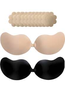 半对隐形聚拢文胸花瓣，无背乳贴，女士无缝自粘硅胶胸贴，适合新娘内衣、圣诞节或情人节礼物 - 彩色 - 查看 37