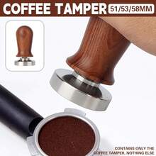 Aimall 304 Stainless Steel Coffee Tamper Press Non-Slip Handle Even Tamping 51/53/58mm - Brown - View 3