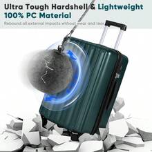 Luggage Sets 3 Piece 100% PC Ultra Tough Hardside Expandable Suitcases Sets With TSA Approved Lock Double Spinner Wheels 20in/24in/28in Dark Green - DarkGreen - View 3