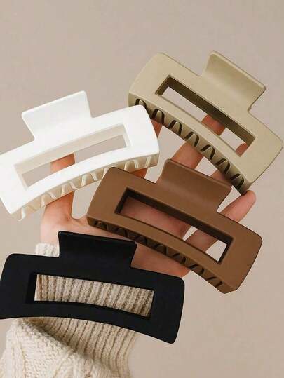 1 Peças Grampo de Cabelo Plástico Leve de Grande Tamanho Quadrado, Preto/Branco/Marrom, Fashion, Elegante, Alta Qualidade, Adequado para Atividades Diárias ao Ar Livre, Penteado, Lavagem de Rosto, Maquiagem, Acessórios de Vestuário, Acessórios de Cabeça, etc.
