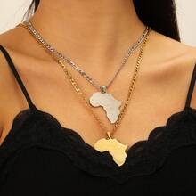 Personalized And  Stainless Steel Material, African Map Shaped Women's Necklace, Suitable For Women's Daily Wear As Accessories, Give Her A Gift - 1 chiếc - Xem 2