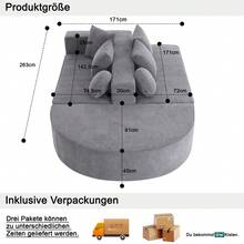 Fully Compressed Boneless Sofa, Living Room/Bedroom With Segmented Cloud Sofa, Modern Modular Sofa, No Assembly Required, Comfortable, Skin-Friendly Chenille Fabric