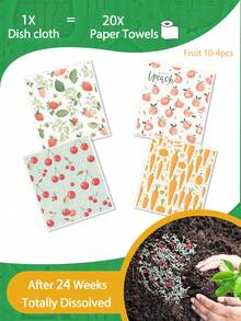 1/2/4/6/8pcs Pretty Birds/Fruits/Flowers/Christmas Birds Swedish Dishcloths For Kitchen Reusable Compostable Kitchen Cloth Made In Sweden Cellulose Sponge Swedish Dish Cloths For Washing Dishes Reusable Paper Towels Washable - Multicolor - View 18