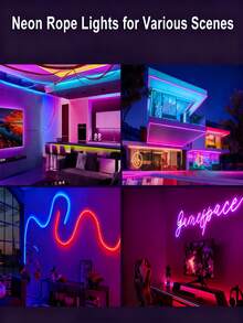 16-100ft Neon LED Light Strip, Suitable For Room Decoration, RGB LED Light Strip With Remote Control, Outdoor Use, Flexible Neon Rope Light, Suitable For Bedroom Decoration, Living Room, Gaming, Halloween Party Decoration - 彩色 - 查看 8