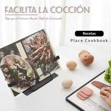 Soporte portátil libro de metal,Soporte de libros de metal para escritorio, ajustable, soporte de documentos plegables, para libros de texto de libros de cocina de receta deúsica (Negro) - Negro - Ver 7