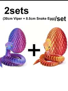 2/3 Stücke 30cm Schlangen Statue mit Locken - 3D gedrucktes Schlangen Spielzeug mit Schlangen Ei, mythisches Geschöpf Design, Dekoration für Zuhause, Stressabbau Spielzeug, geeignet für Weihnachten, ab 14 Jahren (zufällige Augenfarbe), Fidget Toy, 3D gedruckte Tiere - Schlange Viper, 3D Schlange, Mini 3D gedruckte Tiere, 3D gedruckte Schlangen, 3D gedruckte Schlange mit Ei