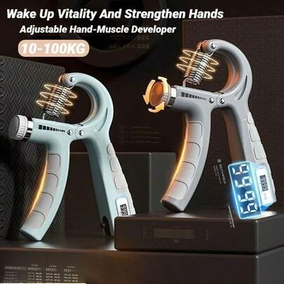 10-100Kg Adjustable Hand Grip Strengthener Trainer With Counter Wrist Forearm And Exerciser For Muscle Building Strength