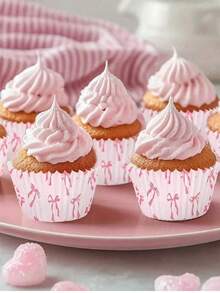 100 st rosa rosettformar för muffins, bakformar, rosa bakformar för muffins till temafest, muffinsformar för mors dag, muffinsformar för alla hjärtans dag, japanska mochi-muffinsformar - Multifärgad - Visa 6