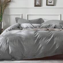 Cotton Duvet Cover Twin Size - Black Vertical Pinstriped Comforter Cover With Button 100 Washed Cotton 2PCS Breathable Soft Solid Bedding Set Duvet Cover 68*90in 1 Pillowcase NO Insert For Modern Bedroom Decor Ideal For Summer And Year-Round Use Easy Care And Hypoallergenic Fabric - Sọc dọc đen - Xem 1