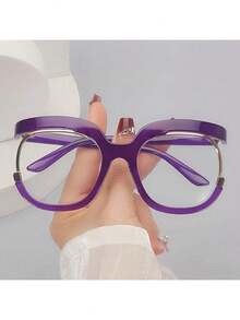 1PC Women's Fashion Eyeglass Frame Personality Half Frame Eyeglass Frame Non-Prescription Glasses - Họa tiết da báo - Xem 8