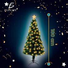 Árbol de Navidad Artificial Verde con Luces de Estrella y Pico de Estrella Integradas con Soporte de Metal 1.80m y 2.10m - Multicolor - Ver 10