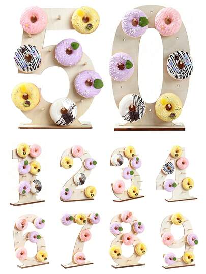 1pc Wooden Number 0-9 Donut Stand Column,Party Donut Stand, Donut Rack, Birthday Party Dessert Decor Prop, Cake Stand Cake Decorations, Babyshower Decor,50th Birthday Decor,New Year Party Decor,Home Decor,Wooden Food Tray,1st Birthday Decor,Wedding Party Supplies,2026 New Year Decor,Kitchen Decor,Family Event Party Food Rack