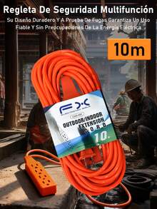 EXTENSIÓN ELÉCTRICA MULTICONTACTO USO RUDO 15 METROS 4 ENCHUFES - Tipo de Enchufe A USA (110-127V) - Ver 4