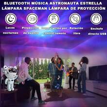 Proyector de luz nocturna de galaxia y luna, con diseño de astronauta y altavoz Bluetooth,temporizador y control remoto - Blanco - Ver 3