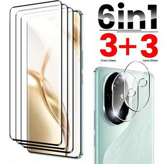 6pcs 3D Curved Edge 9H Tempered Glass Screen Protector, Suitable For Honor 200/200 Pro - 3+3 Pack, Soft Camera Lens Protector, Anti-Scratch Anti-Fingerprint, Tempered Glass Screen Protector For Honor Xb G, Honor Xb Screen And LCD Replacement, Phone Screen Protector, Privacy Screen Protector