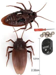 Rc I/r Cucaracha Coche De Control Remoto Vehículo Animal Juguete Electrónico Realista Falso Insecto Grande Con Ojos Luminosos Regalo Para Niños - Marrón - Ver 9