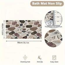 حصيرة الحمام غير الانزلاقية ، حصيرة حمام ناعمة مريحة مع فتحات تصريف ، حصيرة حمام من مادة البي في سي بتدليك اللوفة للاستخدام في الحمام والأماكن الرطبة ، سريعة التجفيف