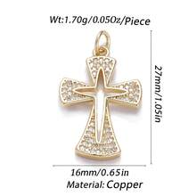 1pc Copper Micro-Inlaid Full Diamond Cross Pendant, Fashionable & Personalized Mini Charm For DIY Bracelet, Necklace, Earrings, Phone Chain, Versatile Handmade Accessory - Multicolor - View 35