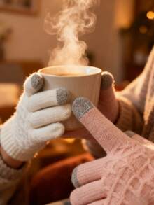 Knitted Gloves Color-Blocked Rib Cuff+Leather Label+Thickened Warm Knitted Material+Mixed-Color Texture+Multi-Color Optional Belongs To Men's Winter Clothing; Men's Apparel; Matches Men's Quarter-Zip, Lover Boy Beanie, Beanie Etc.; Fits Snow Gear; As Ski Equipment, Matches Ski Suits - Solid Color - View 4