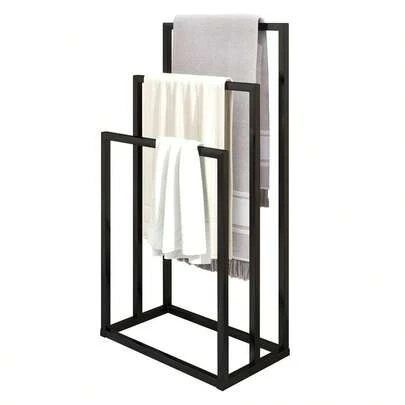 3 Tiers Freestanding Towel Racks For Bathroom, Metal Towel Rack Standing Towel Holder Drying Hand Towel Stand Hold...