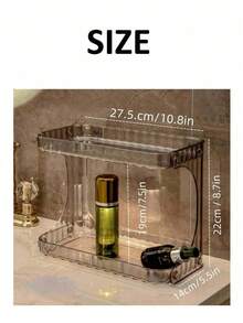 双层翻盖透明化妆品收纳盒 | 透明设计，方便取用 + 双层翻盖防尘防潮，简约现代风格，适用于浴室/梳妆台/桌面，可收纳护肤品和香水