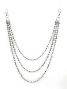 1pc Double Layer Fashion Faux Pearl Pants Chain, Minimalist & Practical Multi-Functional Summer, School Fall, Autumn, Halloween - White - View 12