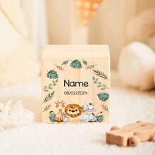 Customized Piggy Bank, Personalized Name Wooden Children's Gift, Personalized Wooden Piggy Bank - Cute Animal And Floral Pattern, Flip-Top Lid, Multi-Purpose Home Decor Gift Suitable For Teens, Bedroom, Office Or As A Gift, Room Decor, Honeycomb Jar, Savings Jar, Birthday Surprise Box, Christening Memento Box, Butler Box - Multicolor - View 3