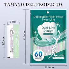 60 Piezas Hilo Dental,Oral Flossers Diseño Ultrarresistente de Doble Línea,con Vitamina E y Flúor Empaquetado Individualmente Fácil de Llevar,Sabor Refrescante a Mentalimpieza Profunda de Dientes (, )(Púrpura 1 pieza) - Multicolor - Ver 8