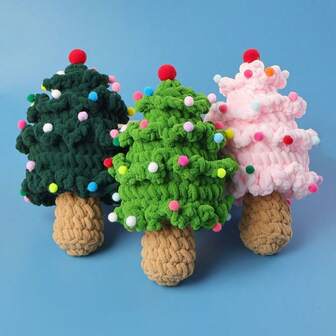 1pc Handmade Crochet Christmas Tree, Nordic Minimalist Style, Natural Wood Branch Design, Suitable For Christmas Table Decor, Office Gift Exchange, Nordic Home Decor, Christmas Window Display