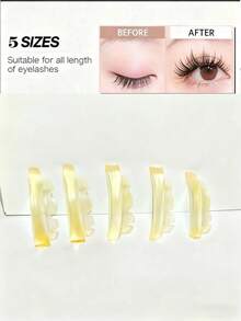 10片/套，5种尺寸果冻睫毛提升贴 - 自粘硅胶C型卷翘贴，无需胶水即可提升睫毛，适合在家DIY睫毛烫发和沙龙美睫。 - 黃色 - 查看 2