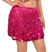 肚皮舞围巾臀巾，亮片流苏腰链，女士肚皮舞服装配饰，波西米亚风节日臀巾，多层性感表演裙 - 彩色 - 查看 6