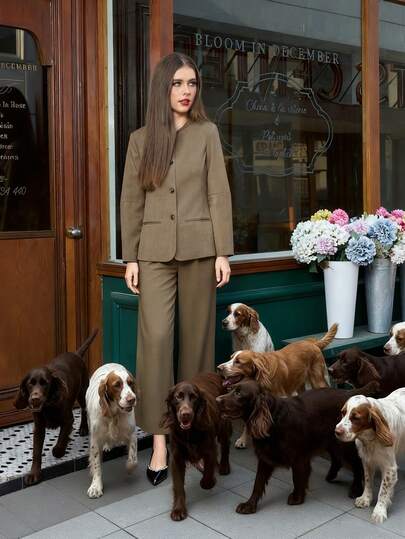 Ensemble de blazer et pantalon femme mode décontractée minimaliste élégant ajusté col en V petit, convient pour le bureau et les déplacements, automne