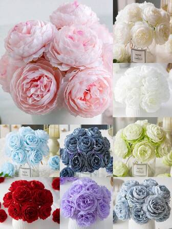2/6/12/18/24/30pcs Artificial Peony Flowers Simulated Peony Flower Heads With Stems For Wedding Party Decoration, Cake Decoration And Home Living Room Table Centerpieces,Fake Plants,Fall Decor,Room,Desk,Garden Decor,Room Decoration Stuff, Gift,The Packaging Was Compressed, So The Product May Be Slightly Deformed Upon Arrival. Please Do Not Purchase If You Mind This.