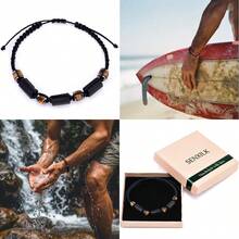 2026Handmade Black Tourmaline BraceletTiger Eye And Hematite Protection Bracelets For Men Teens Boys Gift - Turquoise - View 5