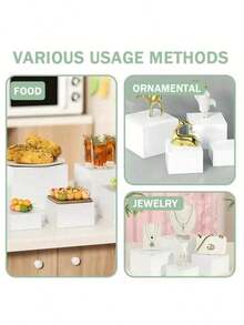 Senmeo 6-Piece Hollow Bottom Buffet Risers - Acrylic Food Display Stands | Christmas Dessert/Jewelry/Party Organizer Gift - 白色 - 查看 8