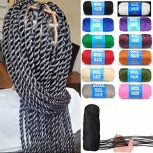 3pcs Brazilian Wool Hair Synthetic Crochet Hair Extensions For Women African Hair Yarn For Braiding Senegalese Twist Fake Hair, Suitable For Women's Daily Life, Parties, Halloween And Christmas, Multiple Colors Of Hair To Choose From, 70G/Roll - Multicolor - View 3