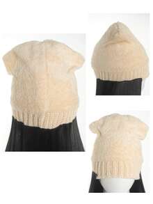 女士合成假发一体式针织帽，耐热长直发，保暖内衬冬季帽，打造时尚造型（黑色/金色/米色/红色）