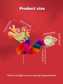 1pc Chinese Dragon Paper Cardboard, Handheld Ornament, New Year Handmade DIY Paper Dragon Hard Paper Honeycomb Ball Pull Flower Paper Dragon Hands Can Dance Paper Dragon, Christmas Valentine's Day New Year Gift - Multicolor - View 4