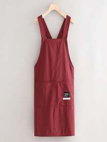 1 قطعة مريلة قطنية كتانية بأربطة عريضة وجيوب، بتصميم بنطلون مناسبة للمطبخ والحديقة والطهي - متعدد الألوان - مشاهدة 14